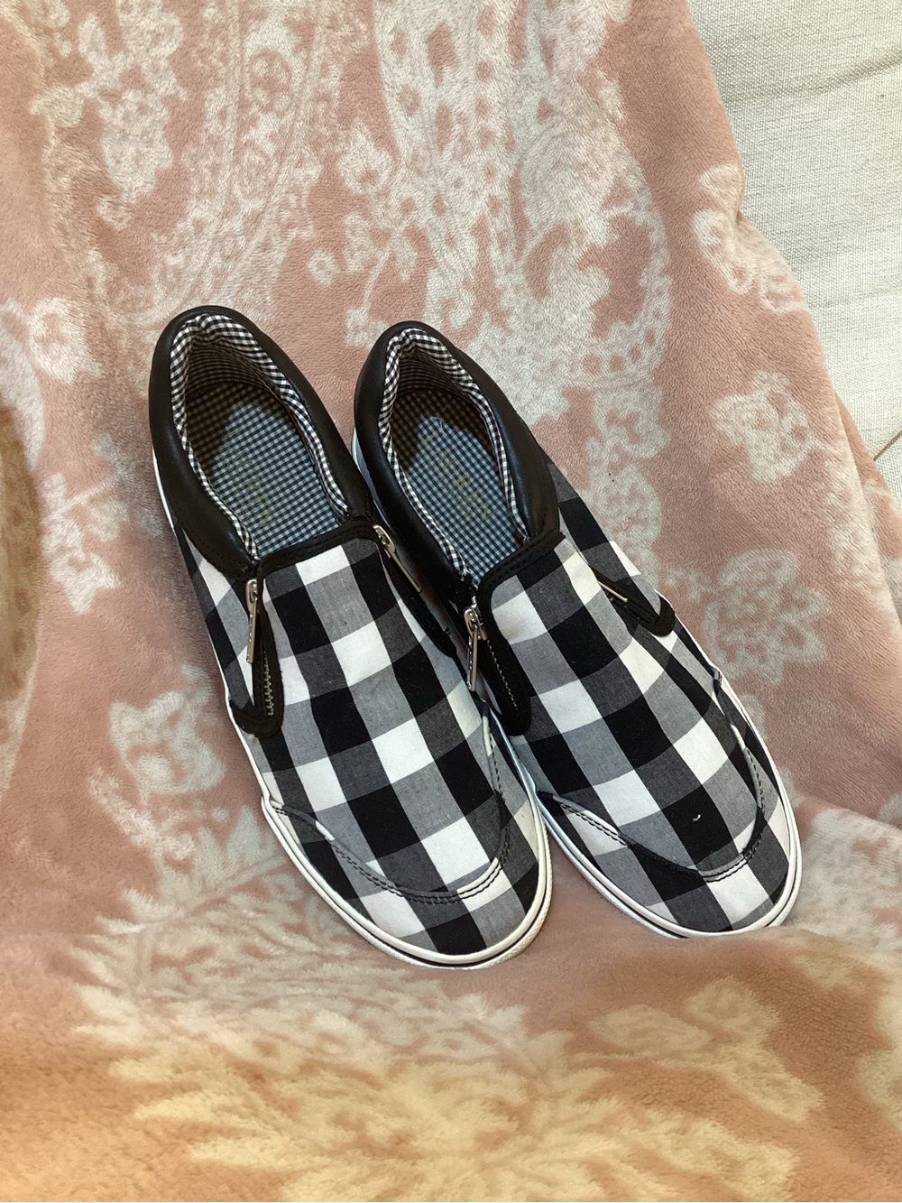 Ralph Lauren Jeorgia-NEcBlack & White Gingham Slip-On Shoes